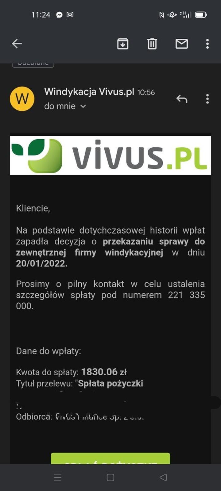 Przyczyny windykacji Vivus