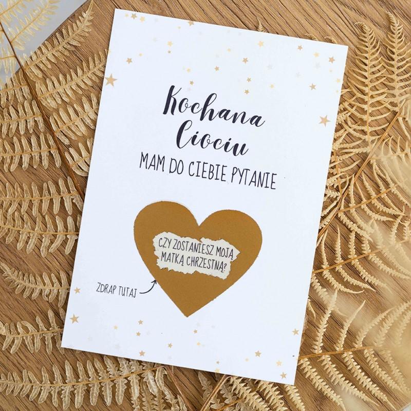 Jak w niezwykły sposób poprosić o bycie chrzestną? Zdrapka z sercem