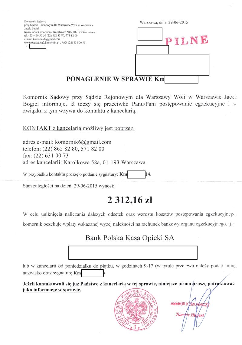Sprawdzenie zadłużenia u komornika